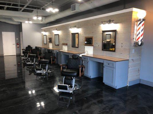 One side of Single Barrel Barbershop