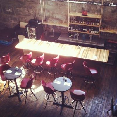 Looking down to the bar from entrance floor