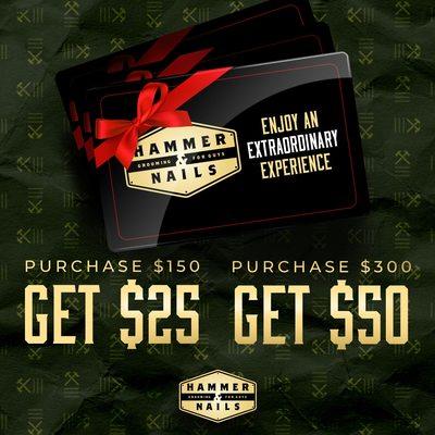 Take advantage of our holiday gift card promo. Stop by our shop or go online.