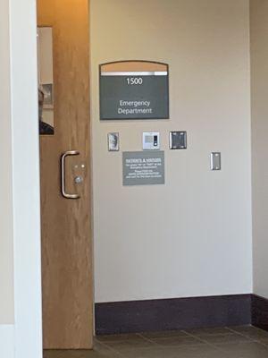 The emergency dept door