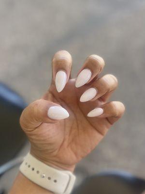 Milky White Almond Nails