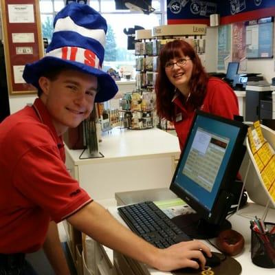 Cameron and April showing their 4th of July spirit.