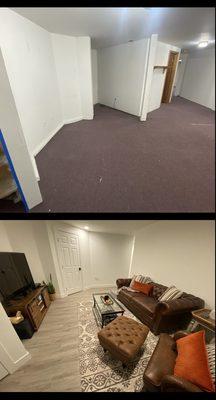 Basement living room remodel, with added laundry room!