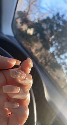 Nude nails with rhinestones