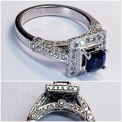 Sapphire and diamonds ladies ring 14kt