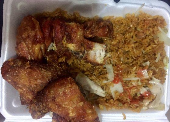 Fried Half Chicken with Chicken Fried Rice