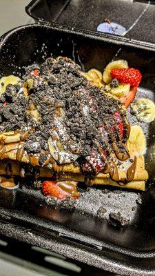 LA Crêpe's Strawberry + Banana with Nutella, condensed milk and Oreo crumbs.