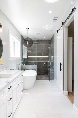 Master bath floors and shower walls