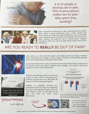 Do you have pain in your body?  Reach out!!  Cj@feelingthefreedom.com
Lifewave.com/feelthefreedom