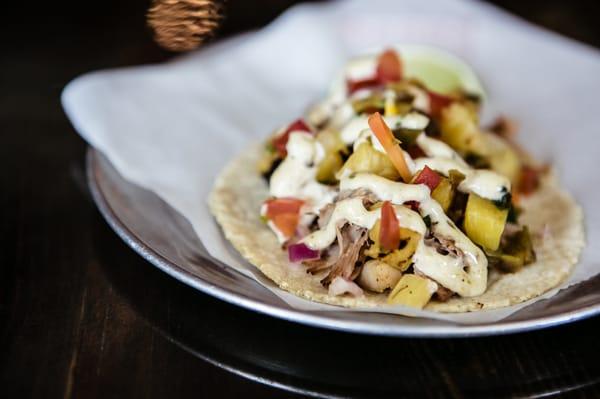 Beer Braised Carnitas with Grilled Pineapple Salsa