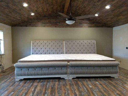 Custom, double king mattress, all one piece! Made special to order.