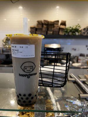 Iced taro milk tea with boba