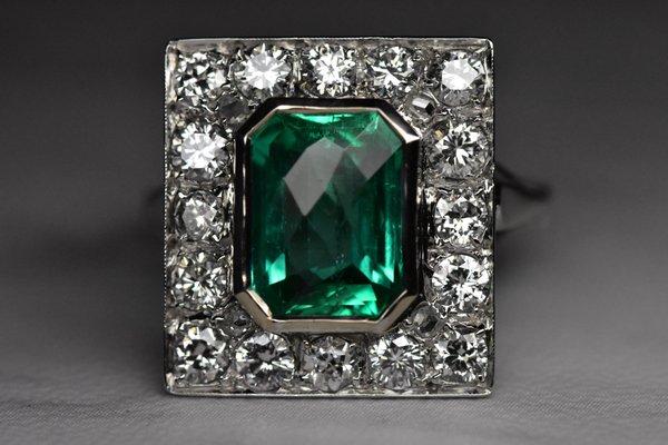 Emerald and diamond ring.