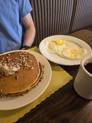 Cinnamon sweet potato pancakes. So good we got them 2 days in a row!