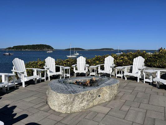 The fire pit on the hotel grounds