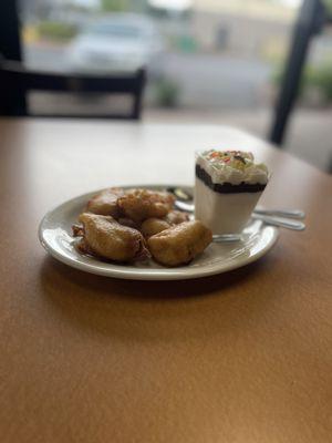 Deep fried bananas and ice cream