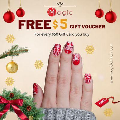 FREE $5 Gift Voucher for every $50 Gift Card you buy.  Exp. 12/31/2021