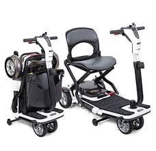 We carry a full line of scooters and wheelchairs like this Pride Go-Go folding scooter.