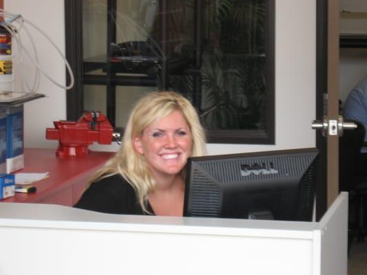 I don't really have a receptionist - this is my beautiful daughter-in-law just sitting in...