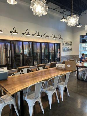 Indoor seating and view of the brew station