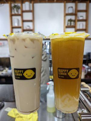 Winter melon fresh milk, kumquat lemon Jasmine green tea