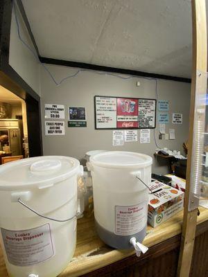 Front counter and drink tubes