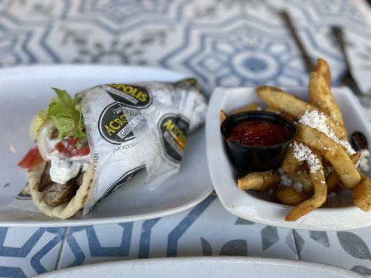 Pork gyro with fries