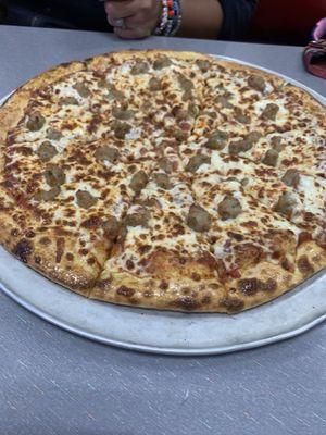 Sausage and cheese pizza