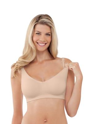 The silk seamless is Bravado's best selling bra.  Goes up to an E size and comes in butterscotch and black