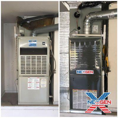 We replaced this outdated furnace replaced with a new, energy efficient furnace