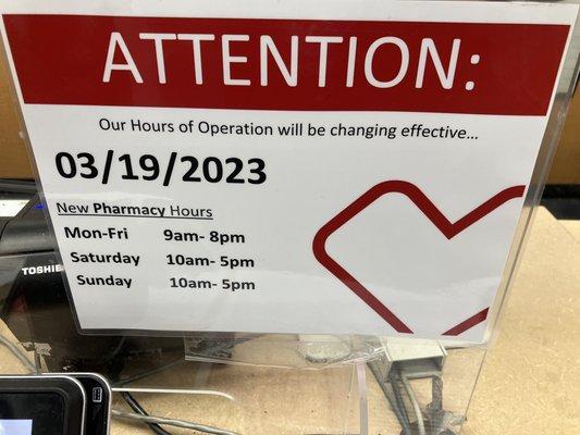 New Pharmacy Hours