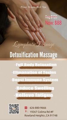 Full body lymphatic drainage detox massage special for New clients.