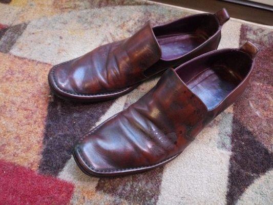 Mark nason loafer repair. Peeling side wing and rear leather fixed.