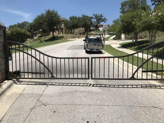 Custom Driveway Gate: One side was damaged by large truck.  AE built to match a new leaf.  Installation & Operator repair.