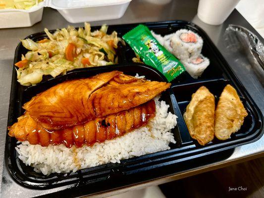 Salmon teriyaki bento box