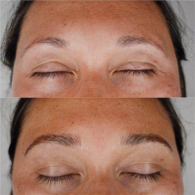 Before and After of microblading + shading