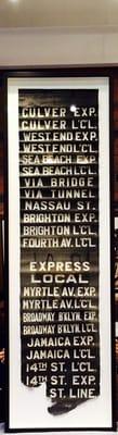 2'x8' OLD SUBWAY STOP RUNNER FLOATED IN SHADOWBOX WITH U.V. PLEXI