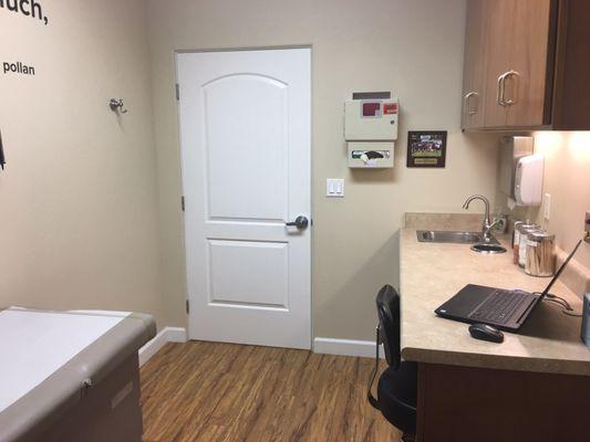 Exam room.   All computer records.  Patients can access their medical history and tests online through patient accounts.