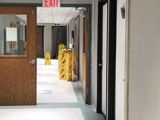 Nursing area where nurses  and construction workers collide.