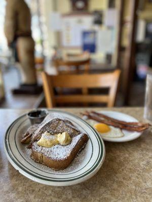 French toast special w bacon or sausage and egg