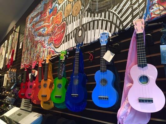 Love their selection of rainbow ukulele's!