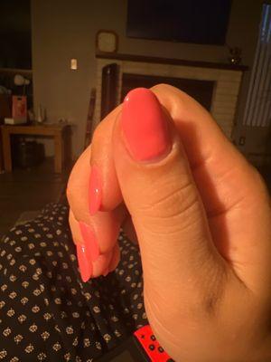 Gel manicure - gap to cuticle fresh after application.