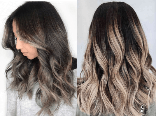 What I wanted: a partial balayage, somewhere in between these 2 photos (soft in the middle, lightest at the bottom)