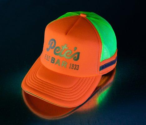 Reflective Cap with reflective heat press logo for Pete's Bar