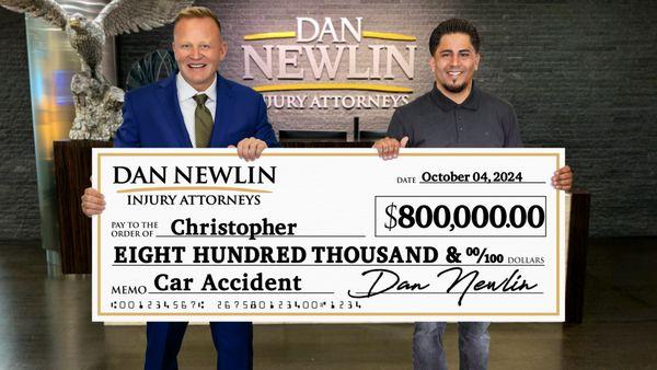 We're thrilled to announce a huge win of $800,000.00 for our client, Christopher! Injury? Car accident? Call today (407) 888-8000!