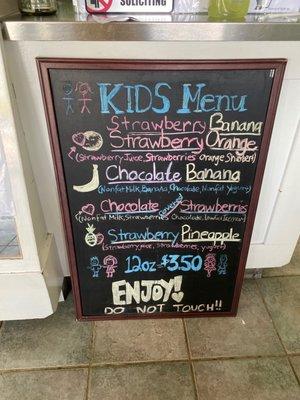 Kids menu