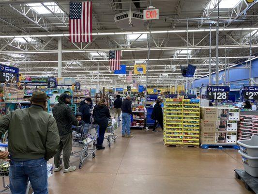 Long long line for self checkout