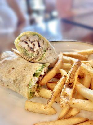 Chicken Caesar Wrap side Cajun Fries