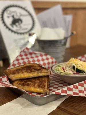 Grilled  Cheddar on white with the side salad