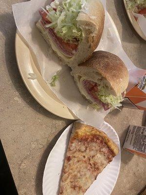 Italian sub and a slice of cheese